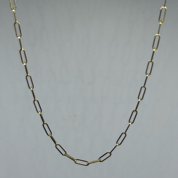 14k Gold Wide Paperclip Chain 3.3mm Elegant Gold Chain Necklace - Picture 1 of 5